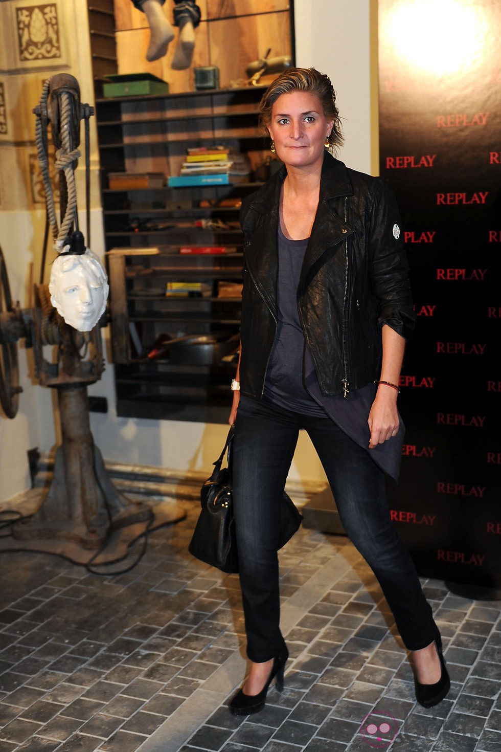 María Zurita en la inauguración de la tienda Replay de Barcelona