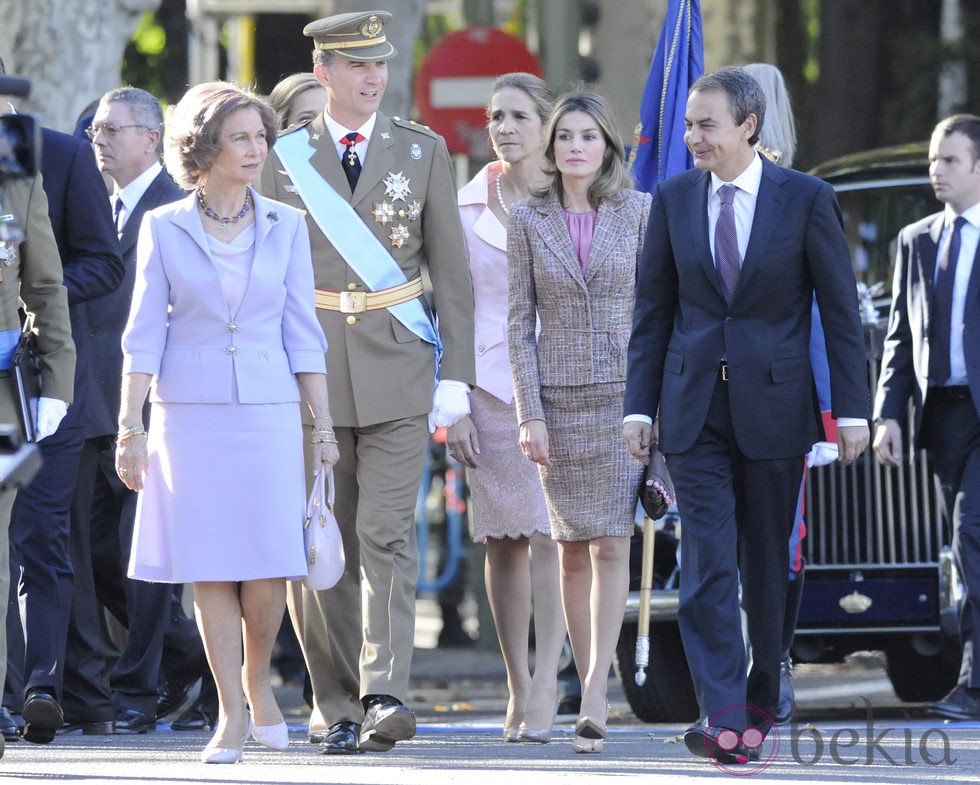 José Luis Rodríguez Zapatero, los Príncipes de Asturias, la Infanta Elena y la Reina Sofía el Día de la Hispanidad