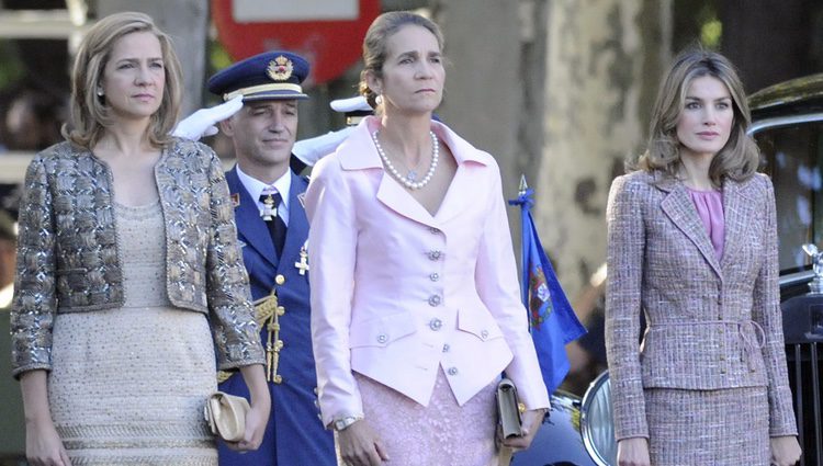 La Princesa Letizia, la Infanta Elena y la Infanta Cristina el Día de la Hispanidad