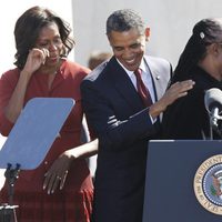 Stevie Wonder, Barack y Michelle Obama en el monumento a Martin Luther King