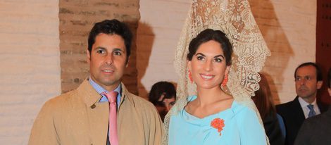 Fran Rivera y Lourdes Montes en la exhibición de Enganches de Sevilla de la Feria de Abril 2016