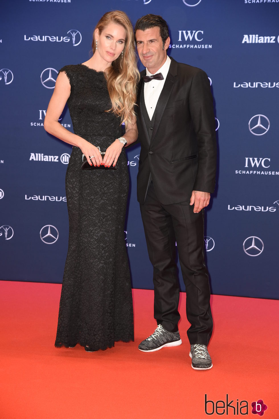 Luis Figo y Helen Svedin en los Premios Laureus 2016 en Berlín