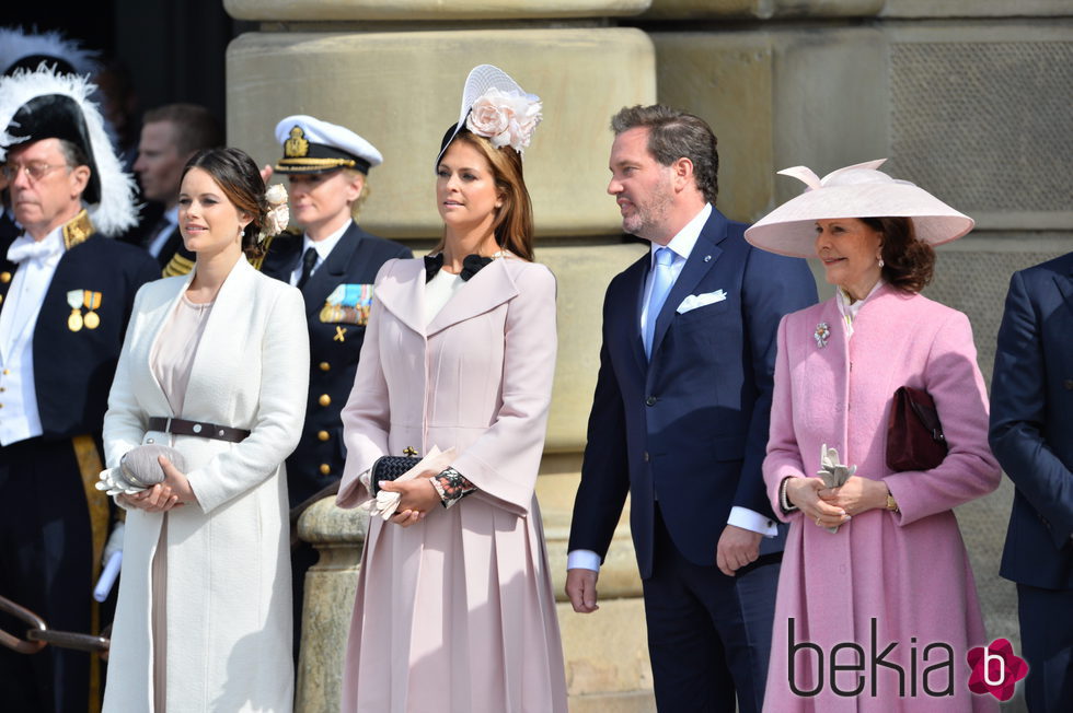 Sofia de Suecia, Princesa Magdalena, Chris O'Neill y la Reina Silvia de Suecia en el 70 cumpleaños del Rey Gustavo de Suecia