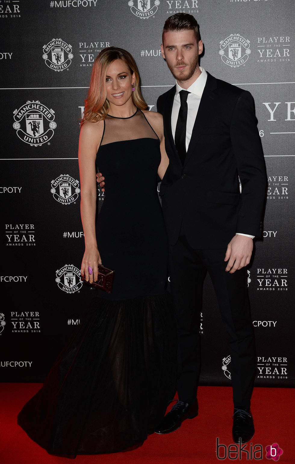 Edurne y David de Gea en la gala Player of the Year 2016 del Manchester United