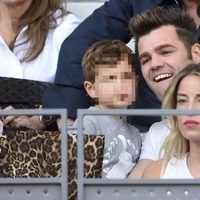 Fonsi Nieto con su hijo Lucas y Marta Castro en el Madrid Open 2016