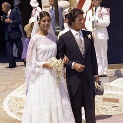 Carolina de Mónaco y Phillipe Junot en su boda