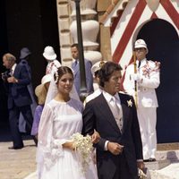 Carolina de Mónaco y Phillipe Junot en su boda