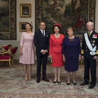 La Familia Real Sueca con la presidenta de Chile, Michelle Bachelet