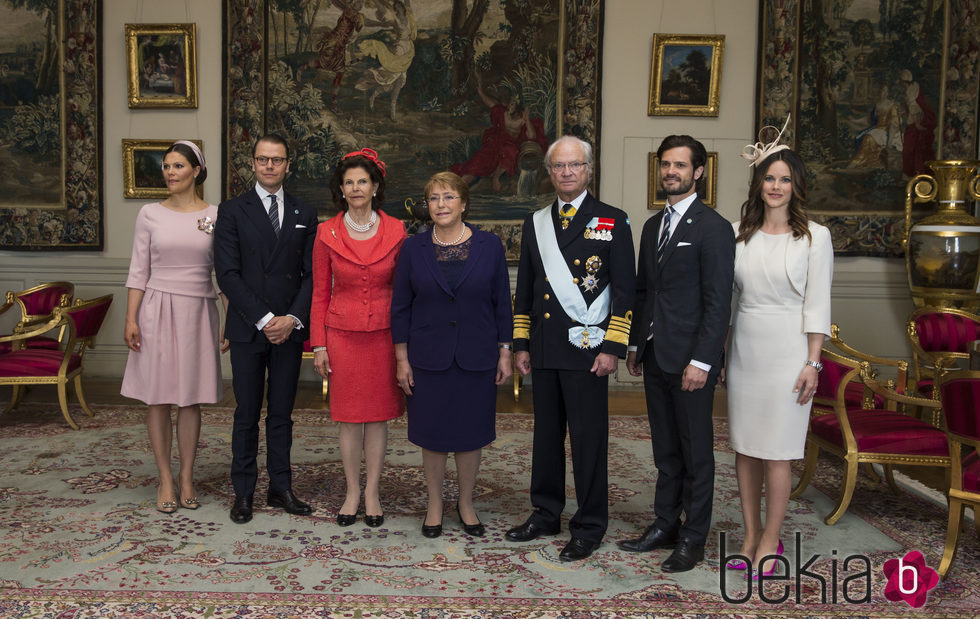 La Familia Real Sueca con la presidenta de Chile, Michelle Bachelet