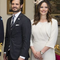 Carlos Felipe de Suecia y Sofia Hellqvist en la recepción a Michelle Bachelet por su Visita de Estado a Suecia