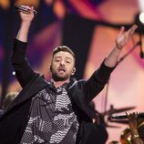 Justin Timberlake actuando en el Dress Rehearsal del Festival de Eurovisión 2016