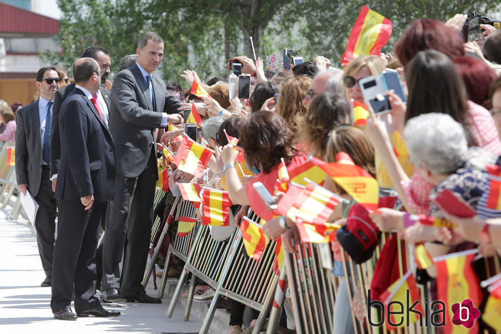 El Rey Felipe saluda a los ciudadanos de Tomelloso entre banderines de España