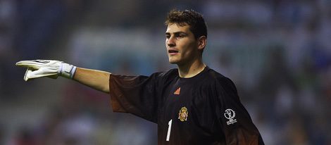 Iker Casillas en uno de los partido de la Copa del Mundo 2002 en Corea del Sur