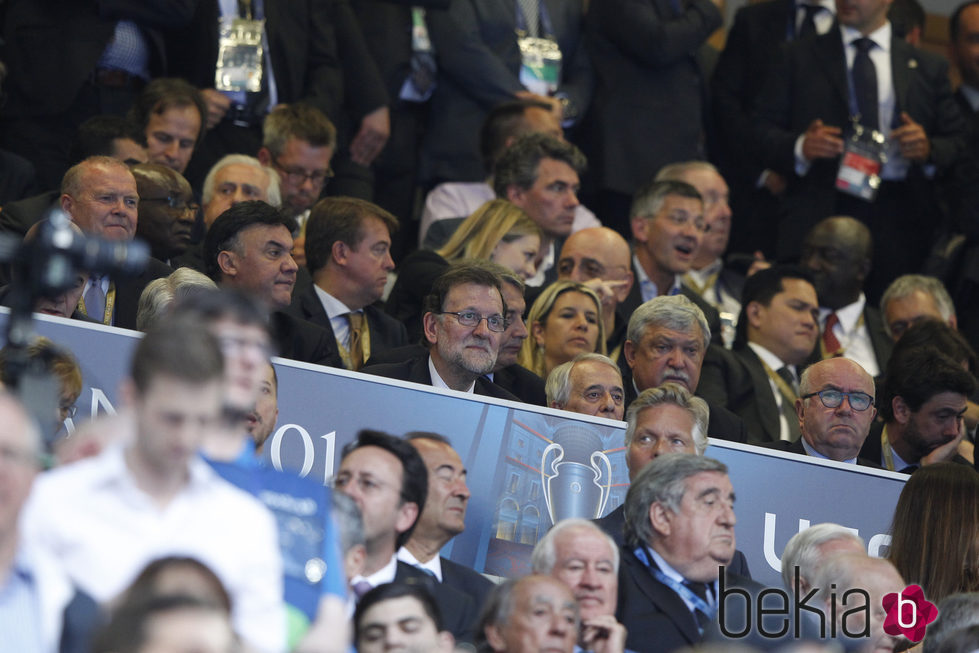 El presidente del Gobierno en funciones, Mariano Rajoy, en la final de la Champions League 2016