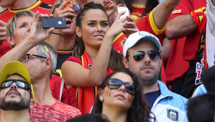 Marta Domínguez, novia de Thibaut Courtois, en el Mundial de Brasil 2014