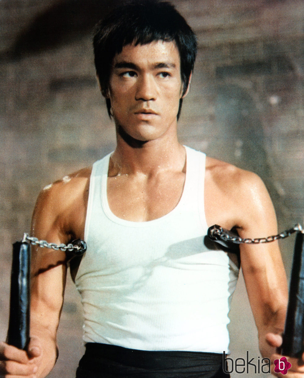 Bruce Lee en la grabación de una película