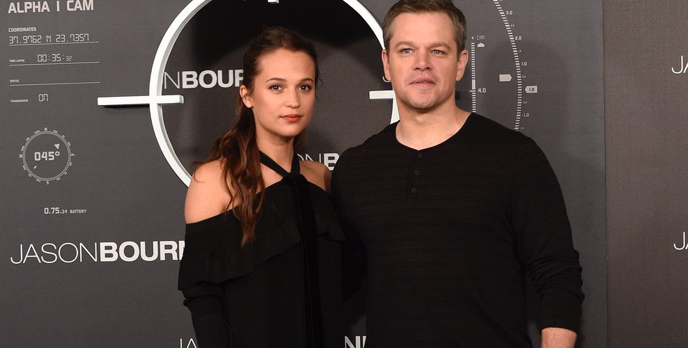 Matt Damon y Alicia Vikander en el photocall de 'Jason Bourne' en Madrid