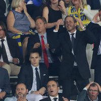 Louis Ducruet con Andrea y Pierre Casiraghi en un partido de fútbol