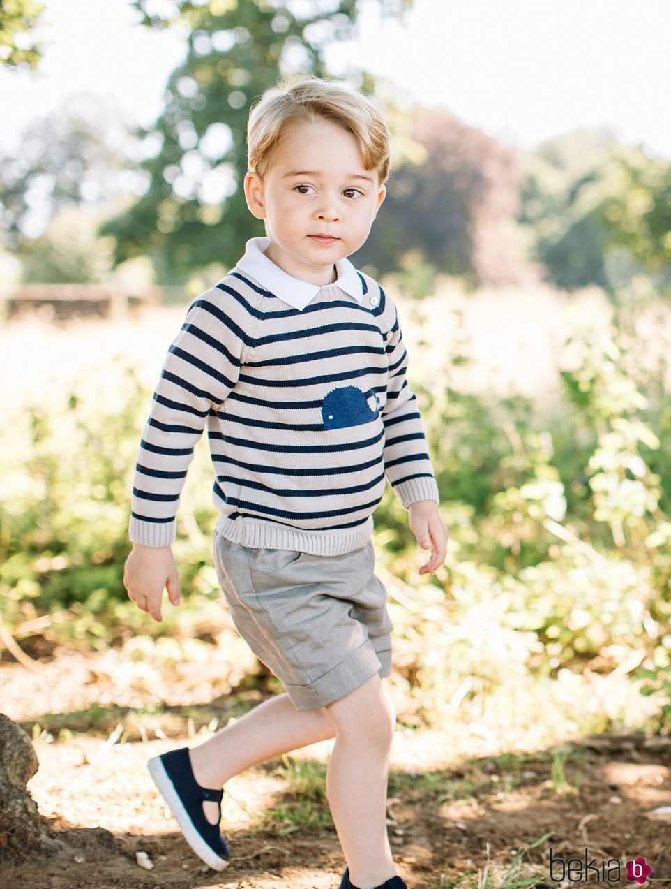 El Príncipe Jorge de Cambridge posando por su tercer cumpleaños