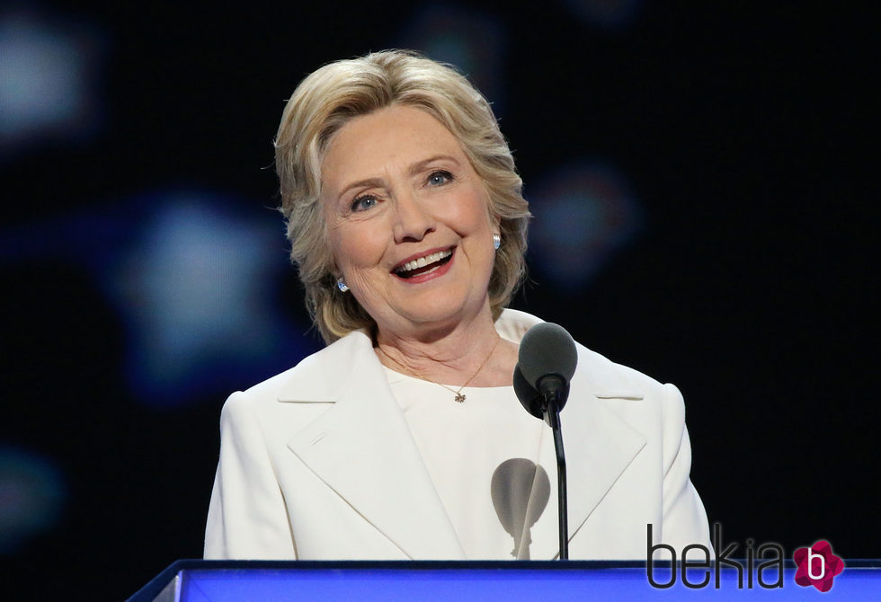 La candidata a la presidencia Hillary Clinton en una Convención Demócrata