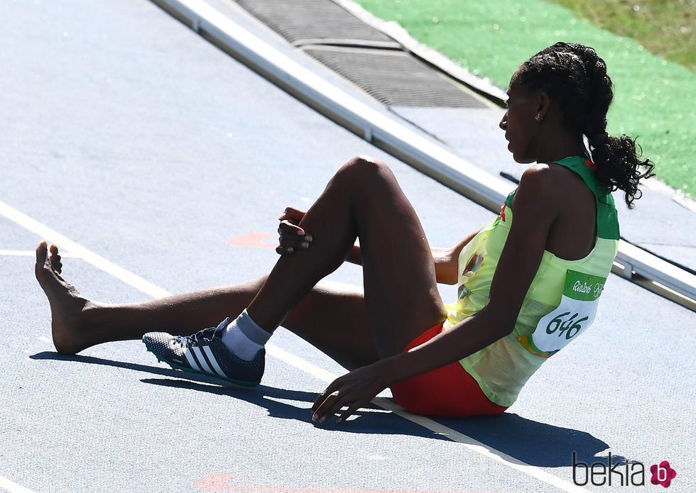 Etenesh Diro durante los 3000 metros en los juegos Olímpicos de Río 2016