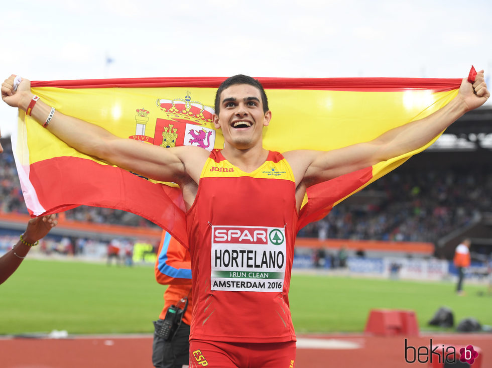Bruno Hortelano después de la final de  200m durante una competición europea en Amsterdam