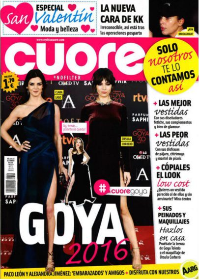 Los Premios Goya 2016 en la portada de la revista Cuore