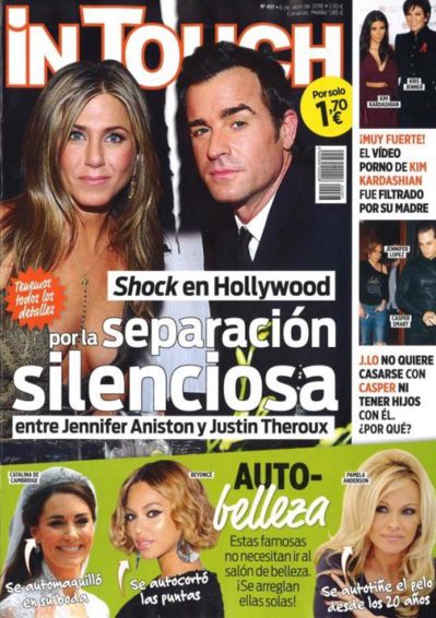 Jennifer Aniston y Justin Theroux en la portada de In Touch