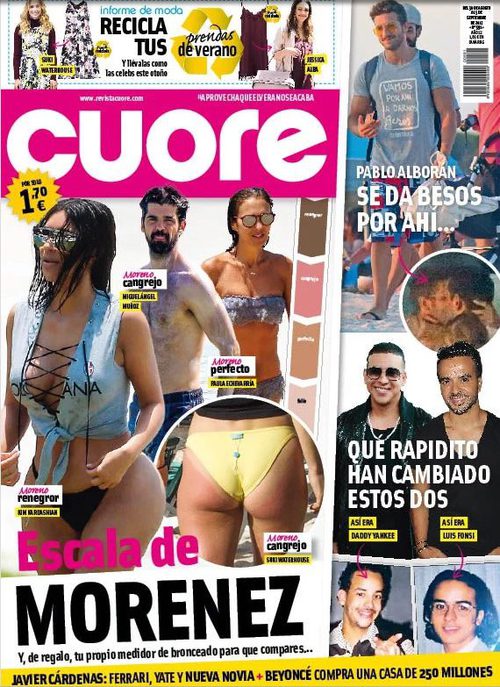 El bronceado de los famosos en la portada de Cuore