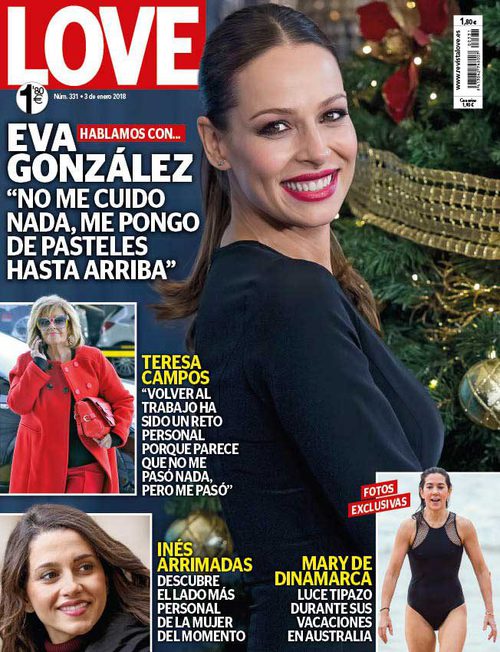 Eva González, muy sonriente en la portada de la revista Love