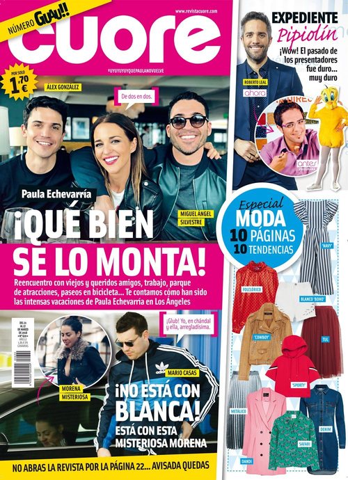 Las vacaciones en Miami de Paula Echevarría y la nueva novia de Mario Casas en la portada de Cuore