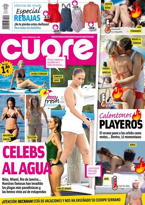 Las famosas dándose un chapuzón durante sus vacaciones en revista Cuore