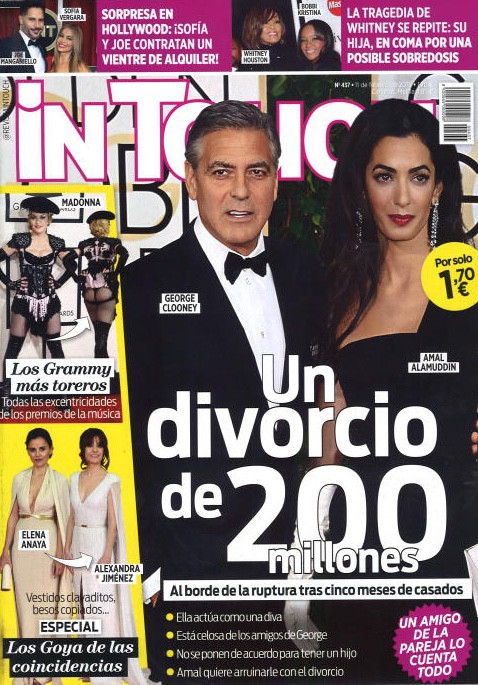 Un divorcio de 200 millones de dólares para los Clooney en In Touch